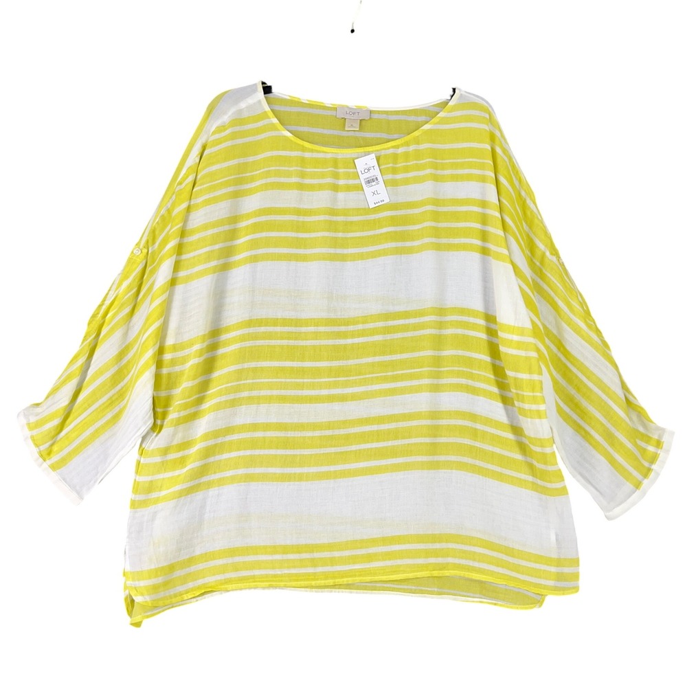 Loft Striped Dolman Blouse Women XL Relaxed Fit‎ Lightweight Casual Modern